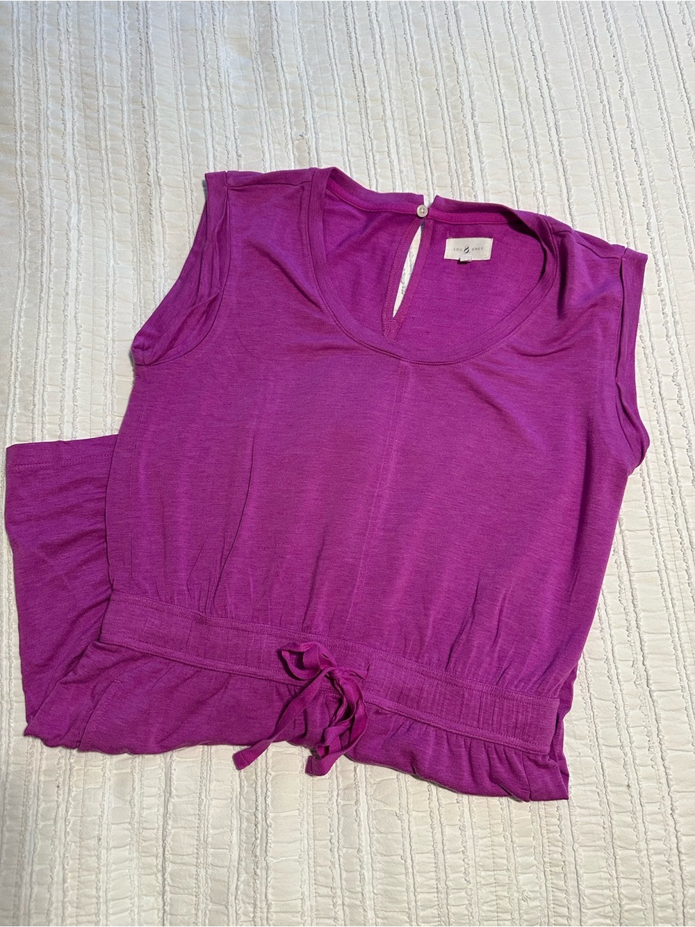 LOFT Lou & Grey Drawstring Fuchsia Romper with Pockets M So Soft & Comfy!